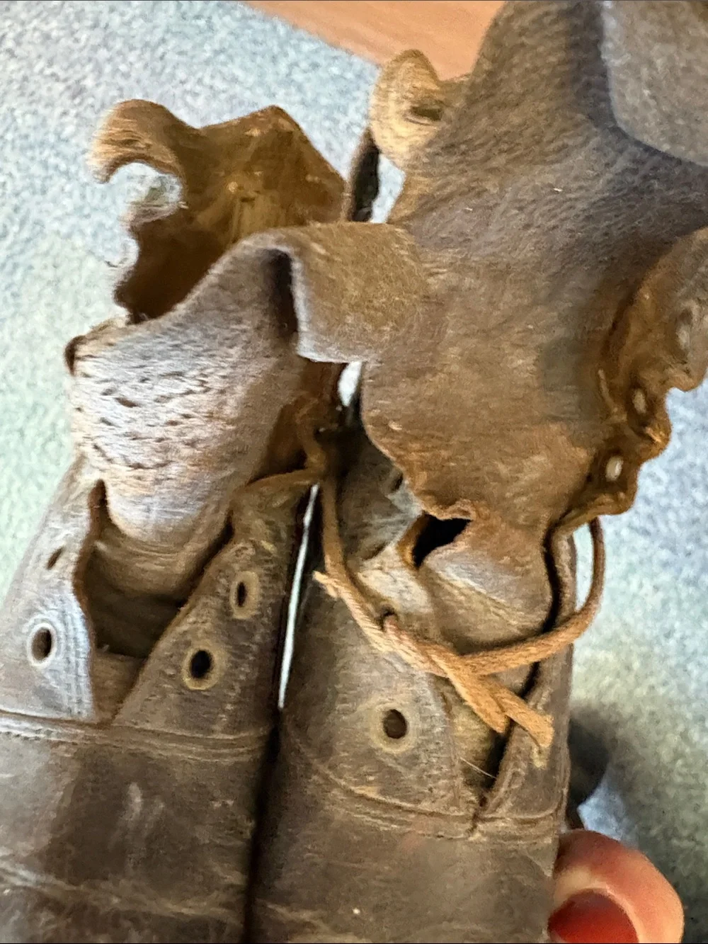 Antique Victorian Leather Child Boots High Top Well Worn Primitive